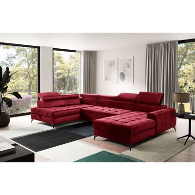 Fun Möbel Wohnlandschaft Schlafsofa AGNESA Stoff Salvador Weinrot Ottomane Rechts Fun Möbel Wohnlandschaft Schlafsofa AGNESA Stoff Salvador Weinrot Ottomane Rechts