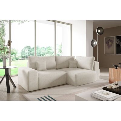Fun Möbel Ecksofa Schlafsofa Sofa ARONA in Stoff Centaur Creme Ottomane Rechts Fun Möbel Ecksofa Schlafsofa Sofa ARONA in Stoff Centaur Creme Ottomane Rechts