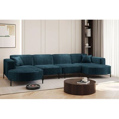 Fun Möbel Wohnlandschaft U-Form Sofa VALENCIA XL in Stoff Noel Blau Fun Möbel Wohnlandschaft U-Form Sofa VALENCIA XL in Stoff Noel Blau