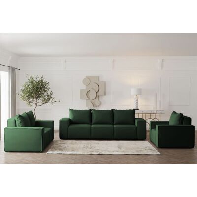 Fun Möbel Sofaset Designersofa ESTELLE 3-2-1 mit Schlaffunktion Opera Velvet Dunkelgrün Fun Möbel Sofaset Designersofa ESTELLE 3-2-1 mit Schlaffunktion Opera Velvet Dunkelgrün