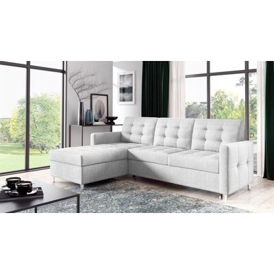 Fun Möbel Ecksofa Sofa NURI Stoff Luis Hellgrau mit Schlaffunktion Ottomane Links Fun Möbel Ecksofa Sofa NURI Stoff Luis Hellgrau mit Schlaffunktion Ottomane Links