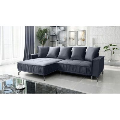 Fun Möbel Ecksofa Schlafsofa Sofa FLORENCE Stoff Element Dunkelgrau Ottomane Links Fun Möbel Ecksofa Schlafsofa Sofa FLORENCE Stoff Element Dunkelgrau Ottomane Links