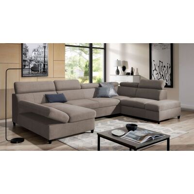 Fun Möbel Wohnlandschaft Schlafsofa Sofa ANTON in Stoff Esito Sand Ottomane Links Fun Möbel Wohnlandschaft Schlafsofa Sofa ANTON in Stoff Esito Sand Ottomane Links
