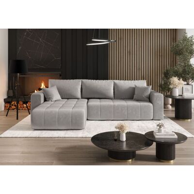 Fun Möbel Ecksofa Schlafsofa CAMILA Stoff Monolith Hellgrau Ottomane Links Fun Möbel Ecksofa Schlafsofa CAMILA Stoff Monolith Hellgrau Ottomane Links