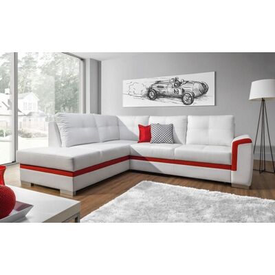 Fun Moebel - VERONIK - Weiß/Rot - Ottomane Links - Schlafsofa Fun Moebel - VERONIK - Weiß/Rot - Ottomane Links - Schlafsofa