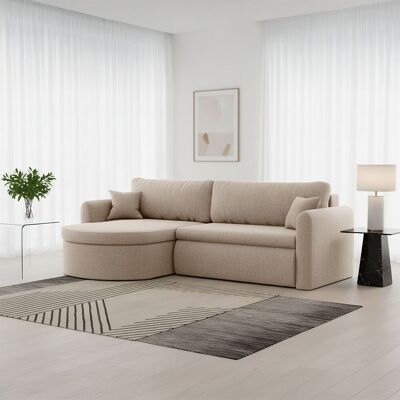 Fun Möbel Ecksofa Schlafsofa FELIZ Stoff Faro Hellbraun Ottomane Links Fun Möbel Ecksofa Schlafsofa FELIZ Stoff Faro Hellbraun Ottomane Links