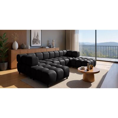Fun Möbel Sofa Designersofa FLOW 3-Sitzer inkl. 2 x Polsterhocker Stoff Bluvel Schwarz Fun Möbel Sofa Designersofa FLOW 3-Sitzer inkl. 2 x Polsterhocker Stoff Bluvel Schwarz