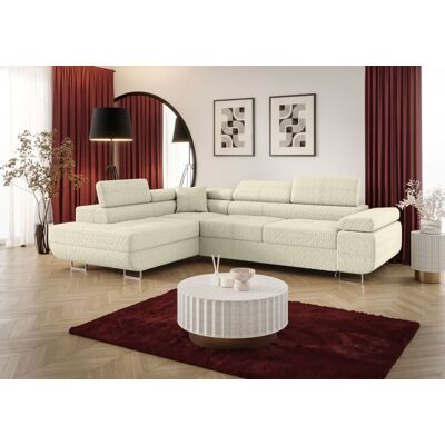 Fun Möbel Ecksofa Schlafsofa Sofa MONARO Stoff Quelle Creme Ottomane Links Fun Möbel Ecksofa Schlafsofa Sofa MONARO Stoff Quelle Creme Ottomane Links