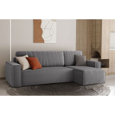 Fun Moebel Ecksofa Schlafsofa Sofa MARIS Stoff Grau Ottomane Rechts Fun Moebel Ecksofa Schlafsofa Sofa MARIS Stoff Grau Ottomane Rechts
