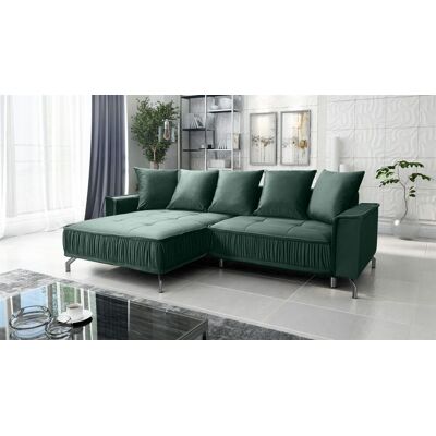 Fun Möbel Ecksofa Schlafsofa Sofa FLORENCE Stoff Element Dunkelgrün Ottomane Links Fun Möbel Ecksofa Schlafsofa Sofa FLORENCE Stoff Element Dunkelgrün Ottomane Links