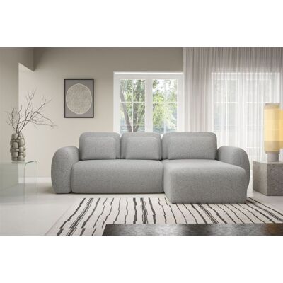 Fun Möbel Ecksofa Schlafsofa Sofa GASTON in Stoff Puente Hellgrau Ottomane Rechts Fun Möbel Ecksofa Schlafsofa Sofa GASTON in Stoff Puente Hellgrau Ottomane Rechts