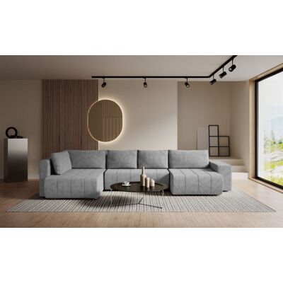 Fun Möbel Wohnlandschaft Schlafsofa ARMANDA in Stoff Blur Silbergrau langer Schenkel Links Fun Möbel Wohnlandschaft Schlafsofa ARMANDA in Stoff Blur Silbergrau langer Schenkel Links