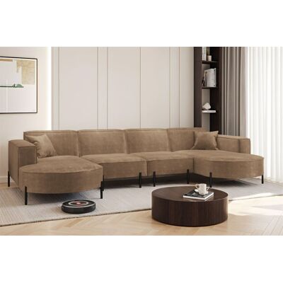 Fun Möbel Wohnlandschaft U-Form Sofa VALENCIA XL in Stoff Noel Braun Fun Möbel Wohnlandschaft U-Form Sofa VALENCIA XL in Stoff Noel Braun