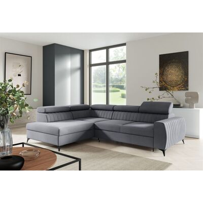 Fun Moebel Ecksofa Schlafsofa Sofa TORONTO Stoff Element Grau Ottomane Links Fun Moebel Ecksofa Schlafsofa Sofa TORONTO Stoff Element Grau Ottomane Links