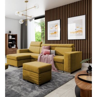 Fun Möbel Ecksofa Schlafsofa inkl. Hocker CANTON Stoff Camelia Senfgelb Ottomane Links Fun Möbel Ecksofa Schlafsofa inkl. Hocker CANTON Stoff Camelia Senfgelb Ottomane Links