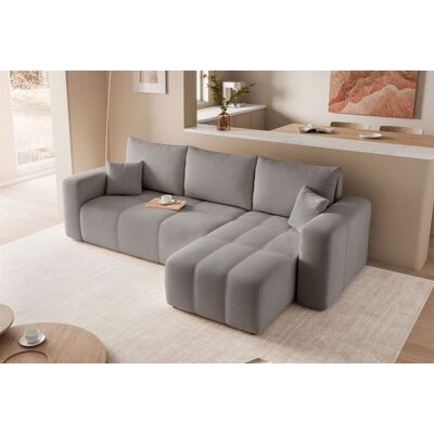 Fun Möbel Ecksofa Schlafsofa Sofa LEROS in Stoff Manila Grau Ottomane Rechts Fun Möbel Ecksofa Schlafsofa Sofa LEROS in Stoff Manila Grau Ottomane Rechts