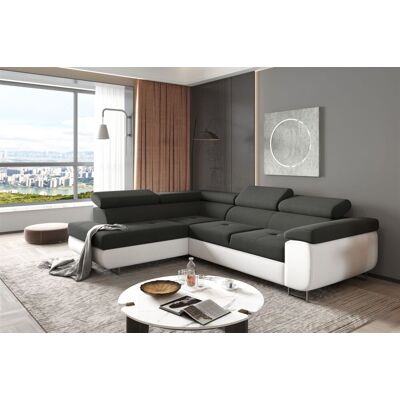 Fun Moebel Ecksofa Sofa JADE Stoff Soft / Sawana Weiss-Schwarz mit Schlaffunktion Ottoma... Fun Moebel Ecksofa Sofa JADE Stoff Soft / Sawana Weiss-Schwarz mit Schlaffunktion Ottoma...