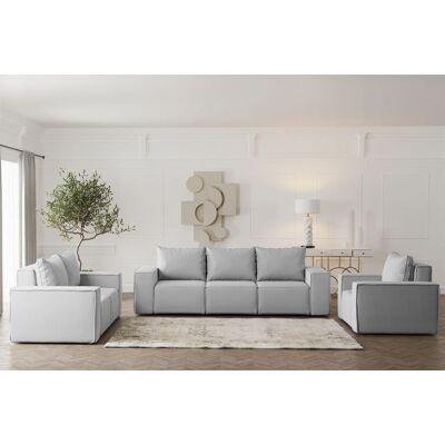 Fun Möbel Sofaset Designersofa ESTELLE 3-2-1 mit Schlaffunktion Opera Velvet Hellgrau Fun Möbel Sofaset Designersofa ESTELLE 3-2-1 mit Schlaffunktion Opera Velvet Hellgrau