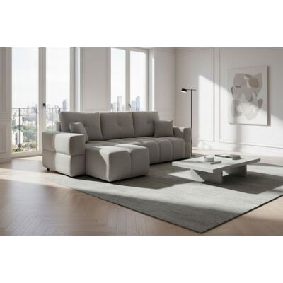 Fun Möbel Ecksofa Schlafsofa Sofa DENISE in Stoff Centaur Grau Ottomane Links Fun Möbel Ecksofa Schlafsofa Sofa DENISE in Stoff Centaur Grau Ottomane Links