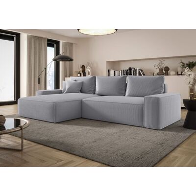 Fun Möbel Ecksofa Schlafsofa Sofa WALKEN Stoff Poso Hellgrau Ottomane Links Fun Möbel Ecksofa Schlafsofa Sofa WALKEN Stoff Poso Hellgrau Ottomane Links