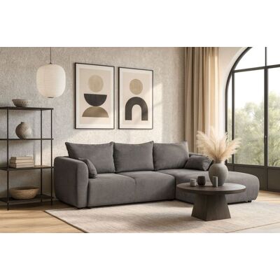 Fun Möbel Ecksofa mit Schlaffunktion RUDEN Sofa in Stoff Raven Grau Ottomane Rechts Fun Möbel Ecksofa mit Schlaffunktion RUDEN Sofa in Stoff Raven Grau Ottomane Rechts