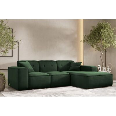 Fun Möbel Ecksofa Designersofa CESINA Stoff Opera Velvet Dunkelgrün Ottomane Rechts Fun Möbel Ecksofa Designersofa CESINA Stoff Opera Velvet Dunkelgrün Ottomane Rechts