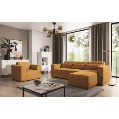 Fun Möbel Ecksofa Schlafsofa inkl. Sessel WALDO Stoff Poso Senfgelb Ottomane Rechts Fun Möbel Ecksofa Schlafsofa inkl. Sessel WALDO Stoff Poso Senfgelb Ottomane Rechts