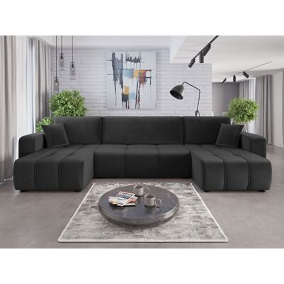 Fun Möbel Wohnlandschaft mit Schlaffunktion DAGNY Sofa U-Form in Stoff Kronos Dunkelgrau Fun Möbel Wohnlandschaft mit Schlaffunktion DAGNY Sofa U-Form in Stoff Kronos Dunkelgrau