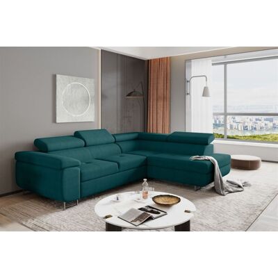 Fun Moebel Ecksofa Sofa JADE Stoff Matt Velvet Türkis mit Schlaffunktion Ottomane Rechts Fun Moebel Ecksofa Sofa JADE Stoff Matt Velvet Türkis mit Schlaffunktion Ottomane Rechts