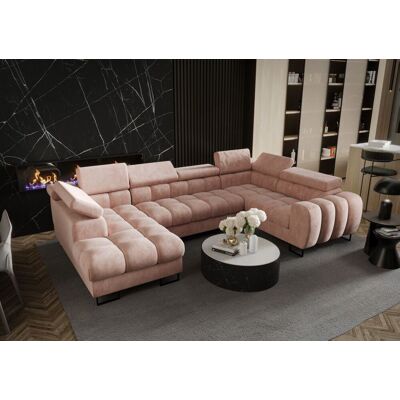 Fun Moebel Wohnlandschaft Schlafsofa BASTIEN in Stoff Terra Puderrosa Ottomane Links Fun Moebel Wohnlandschaft Schlafsofa BASTIEN in Stoff Terra Puderrosa Ottomane Links
