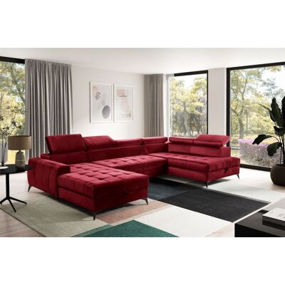 Fun Möbel Wohnlandschaft Schlafsofa AGNESA Stoff Salvador Weinrot Ottomane Links Fun Möbel Wohnlandschaft Schlafsofa AGNESA Stoff Salvador Weinrot Ottomane Links