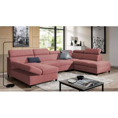 Fun Möbel Wohnlandschaft Schlafsofa Sofa ANTON in Stoff Esito Rosa Ottomane Links Fun Möbel Wohnlandschaft Schlafsofa Sofa ANTON in Stoff Esito Rosa Ottomane Links