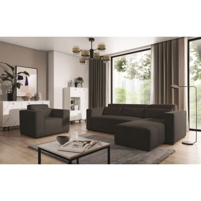 Fun Möbel Ecksofa Schlafsofa inkl. Sessel WALDO Stoff Brooklyn Schwarz-Hell Ottomane Re... Fun Möbel Ecksofa Schlafsofa inkl. Sessel WALDO Stoff Brooklyn Schwarz-Hell Ottomane Re...