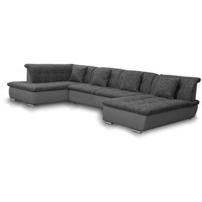 Fun Moebel Couchgarnitur NICOLE mit Schlaffunktion Ottomane Rechts Grau/Schwarz Fun Moebel Couchgarnitur NICOLE mit Schlaffunktion Ottomane Rechts Grau/Schwarz