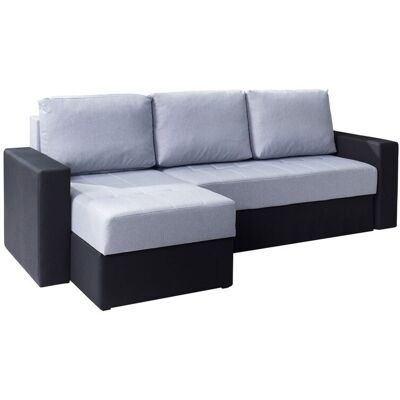 Fun Moebel Ecksofa Schlafsofa LABRI Schwarz/ Hellgrau Ottomane Links Fun Moebel Ecksofa Schlafsofa LABRI Schwarz/ Hellgrau Ottomane Links