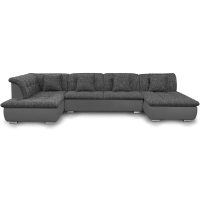Fun Moebel Couchgarnitur NICOLE ohne Schlaffunktion Ottomane Rechts Grau/Schwarz Fun Moebel Couchgarnitur NICOLE ohne Schlaffunktion Ottomane Rechts Grau/Schwarz