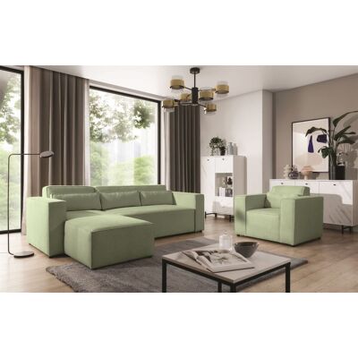 Fun Möbel Ecksofa Schlafsofa inkl. Sessel WALDO Stoff Brooklyn Hellgrün Ottomane Links Fun Möbel Ecksofa Schlafsofa inkl. Sessel WALDO Stoff Brooklyn Hellgrün Ottomane Links