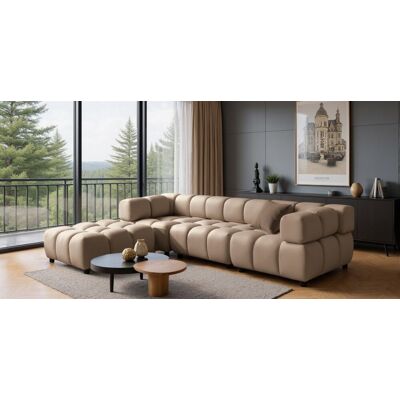 Fun Möbel Sofa Designersofa FLOW 3-Sitzer inkl. 1 x Polsterhocker Stoff Bluvel Latte Fun Möbel Sofa Designersofa FLOW 3-Sitzer inkl. 1 x Polsterhocker Stoff Bluvel Latte