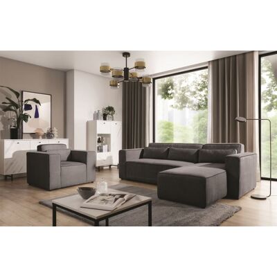 Fun Möbel Ecksofa Schlafsofa inkl. Sessel WALDO Stoff Poso Anthrazit Ottomane Rechts Fun Möbel Ecksofa Schlafsofa inkl. Sessel WALDO Stoff Poso Anthrazit Ottomane Rechts