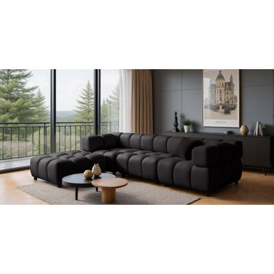 Fun Möbel Sofa Designersofa FLOW 3-Sitzer inkl. 1 x Polsterhocker Stoff Bluvel Schwarz Fun Möbel Sofa Designersofa FLOW 3-Sitzer inkl. 1 x Polsterhocker Stoff Bluvel Schwarz