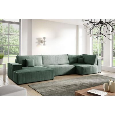 Fun Möbel Wohnlandschaft Schlafsofa CORUNIA Stoff Poso Grün Ottomane Links Fun Möbel Wohnlandschaft Schlafsofa CORUNIA Stoff Poso Grün Ottomane Links