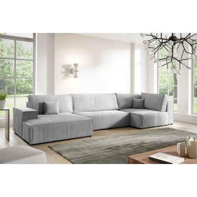 Fun Möbel Wohnlandschaft Schlafsofa CORUNIA Stoff Poso Graublau Ottomane Links Fun Möbel Wohnlandschaft Schlafsofa CORUNIA Stoff Poso Graublau Ottomane Links