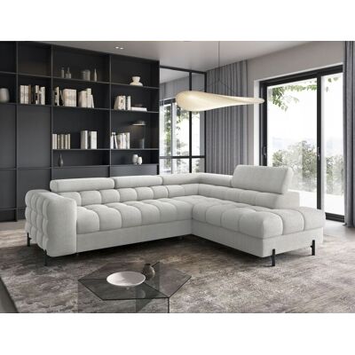 Fun Moebel Ecksofa mit Schlaffunktion Sofa AMARA Stoff Coral Hellgrau Ottomane Rechts Fun Moebel Ecksofa mit Schlaffunktion Sofa AMARA Stoff Coral Hellgrau Ottomane Rechts
