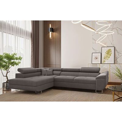 Fun Möbel Ecksofa Schlafsofa Sofa CARMELO in Stoff Nova Grau Ottomane Links Fun Möbel Ecksofa Schlafsofa Sofa CARMELO in Stoff Nova Grau Ottomane Links