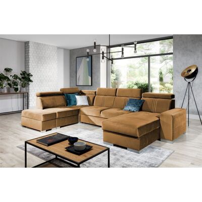 Fun Moebel Wohnlandschaft Schlafsofa NOLAN ink USB Stoff Monolith Goldbraun Ottomane Rechts Fun Moebel Wohnlandschaft Schlafsofa NOLAN ink USB Stoff Monolith Goldbraun Ottomane Rechts