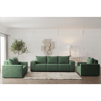 Fun Möbel Sofaset Designersofa ESTELLE 3-2-1 mit Schlaffunktion Stoff Abriamo Grün Fun Möbel Sofaset Designersofa ESTELLE 3-2-1 mit Schlaffunktion Stoff Abriamo Grün