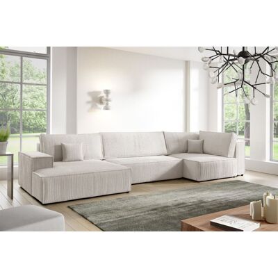 Fun Möbel Wohnlandschaft Schlafsofa CORUNIA Stoff Poso Altweiß Ottomane Links Fun Möbel Wohnlandschaft Schlafsofa CORUNIA Stoff Poso Altweiß Ottomane Links