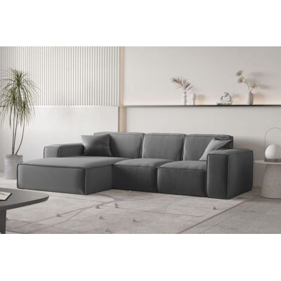 Fun Moebel Ecksofa Designersofa CELES PREMIUM Stoff Opera Velvet Dunkelgrau Ottomane Links Fun Moebel Ecksofa Designersofa CELES PREMIUM Stoff Opera Velvet Dunkelgrau Ottomane Links