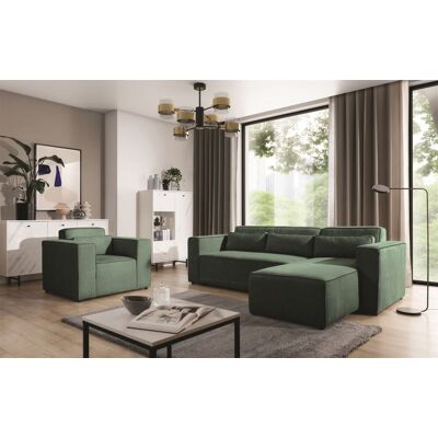 Fun Möbel Ecksofa Schlafsofa inkl. Sessel WALDO Stoff Poso Grün Ottomane Rechts Fun Möbel Ecksofa Schlafsofa inkl. Sessel WALDO Stoff Poso Grün Ottomane Rechts