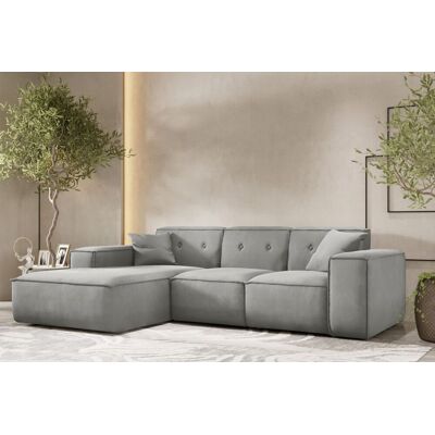 Fun Möbel Ecksofa Designersofa CESINA Stoff Opera Velvet Steingrau Ottomane Links Fun Möbel Ecksofa Designersofa CESINA Stoff Opera Velvet Steingrau Ottomane Links